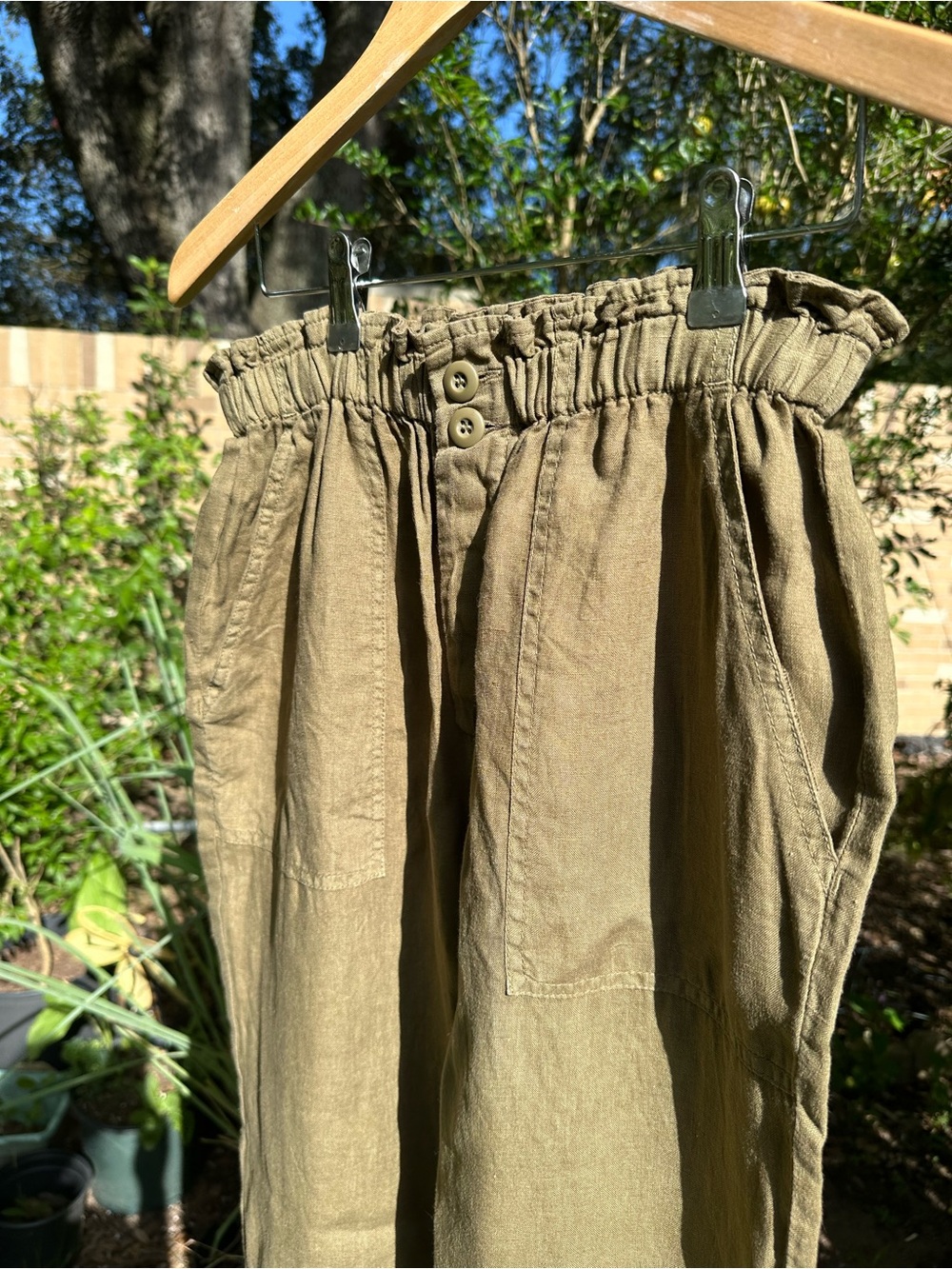 Joie Olive Green Paperbag Waist Linen Blend Jogger Pants XS
